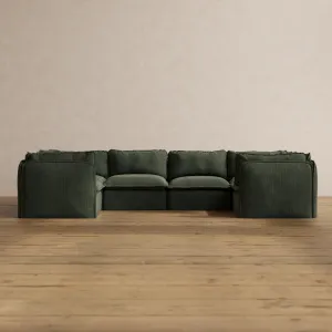 Modular Washable 6-Seater U-Sectional in Olivine | Memorix  Seat | Contour Pillow