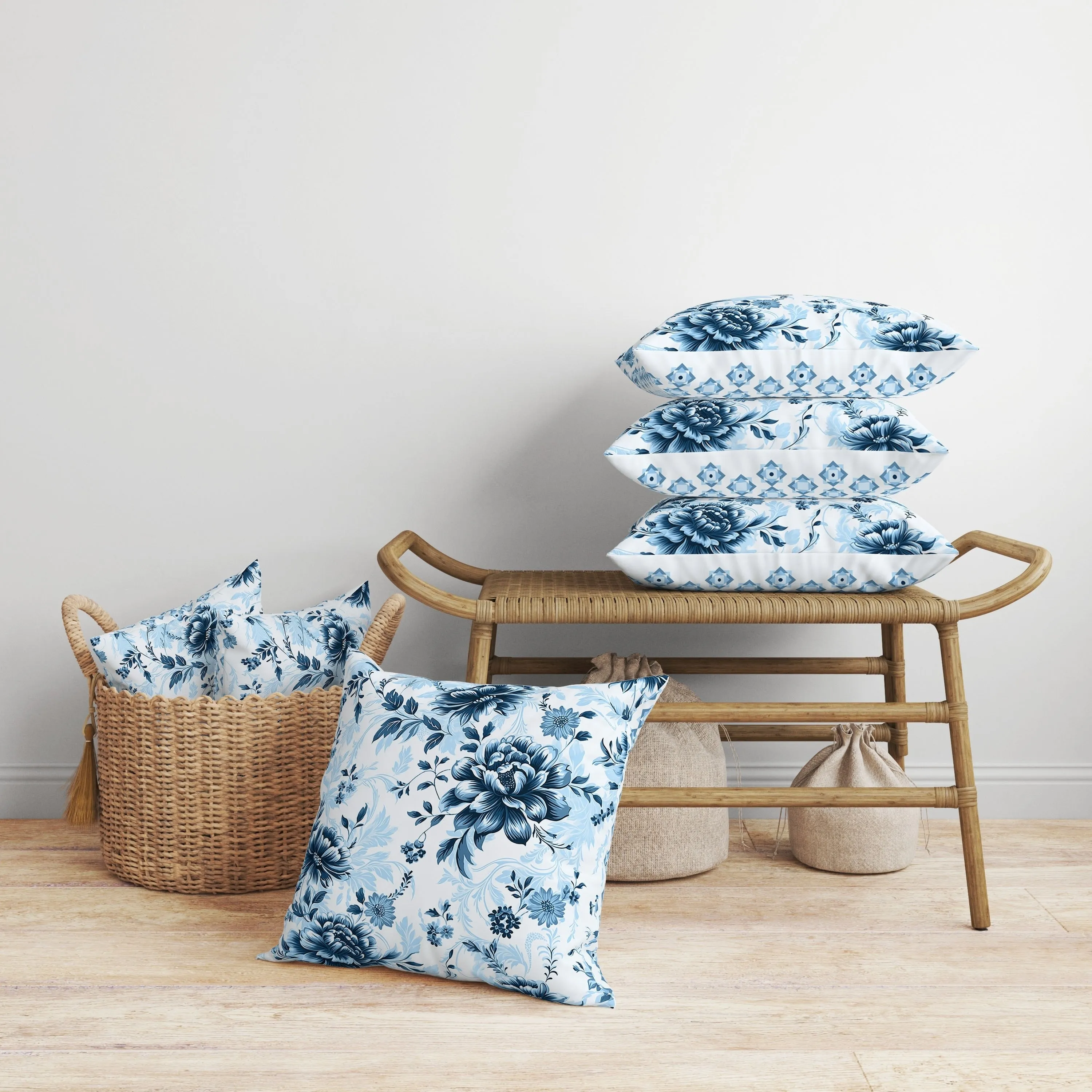 Nature's Canvas Faux Suede Reversible Throw Pillow Blue