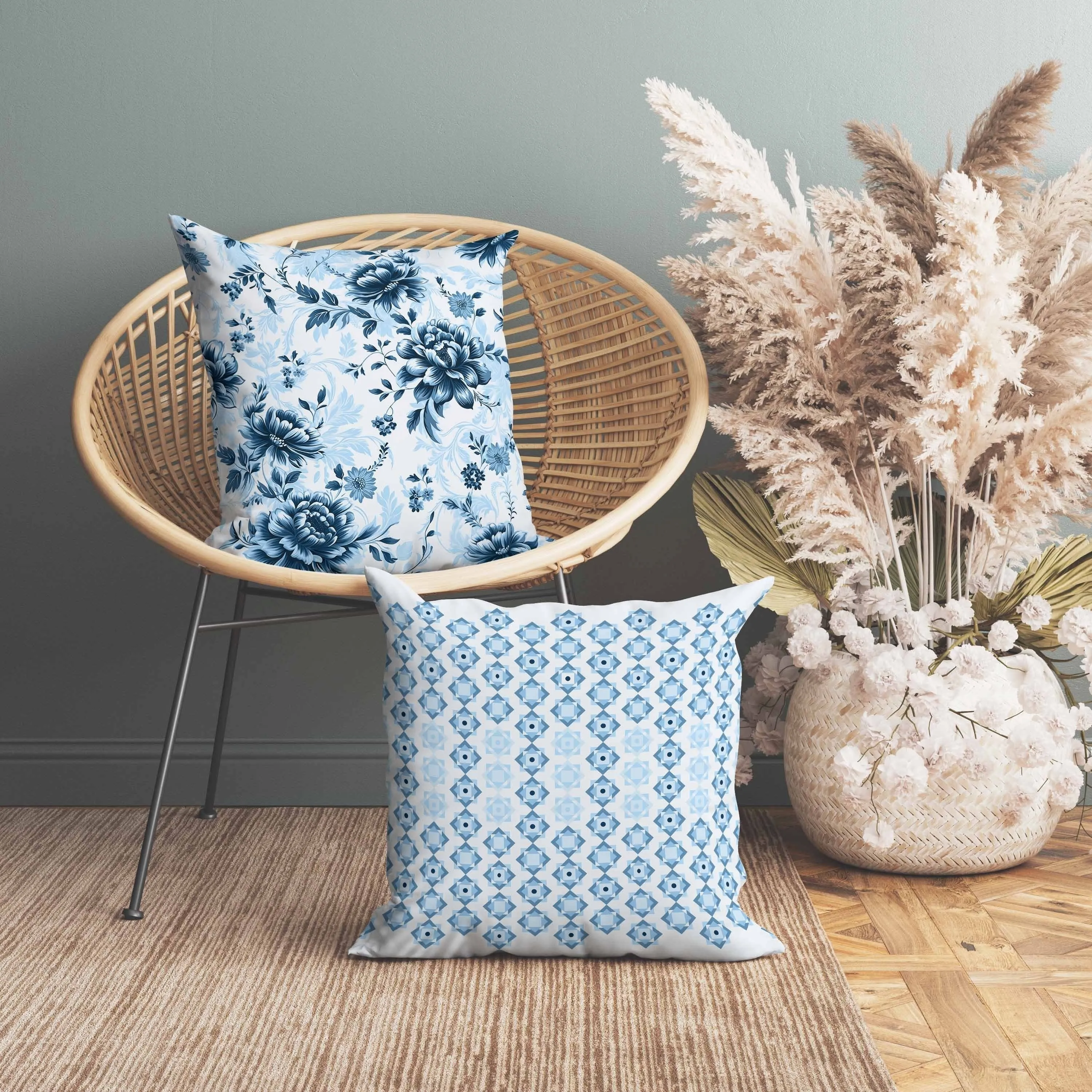 Nature's Canvas Faux Suede Reversible Throw Pillow Blue