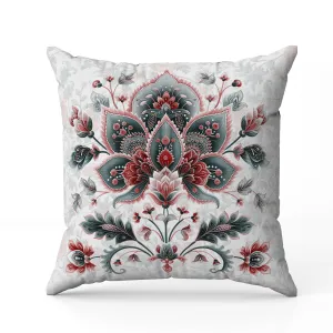 Paisley Petal Melody Faux Suede Reversible Throw Pillow Red and Green