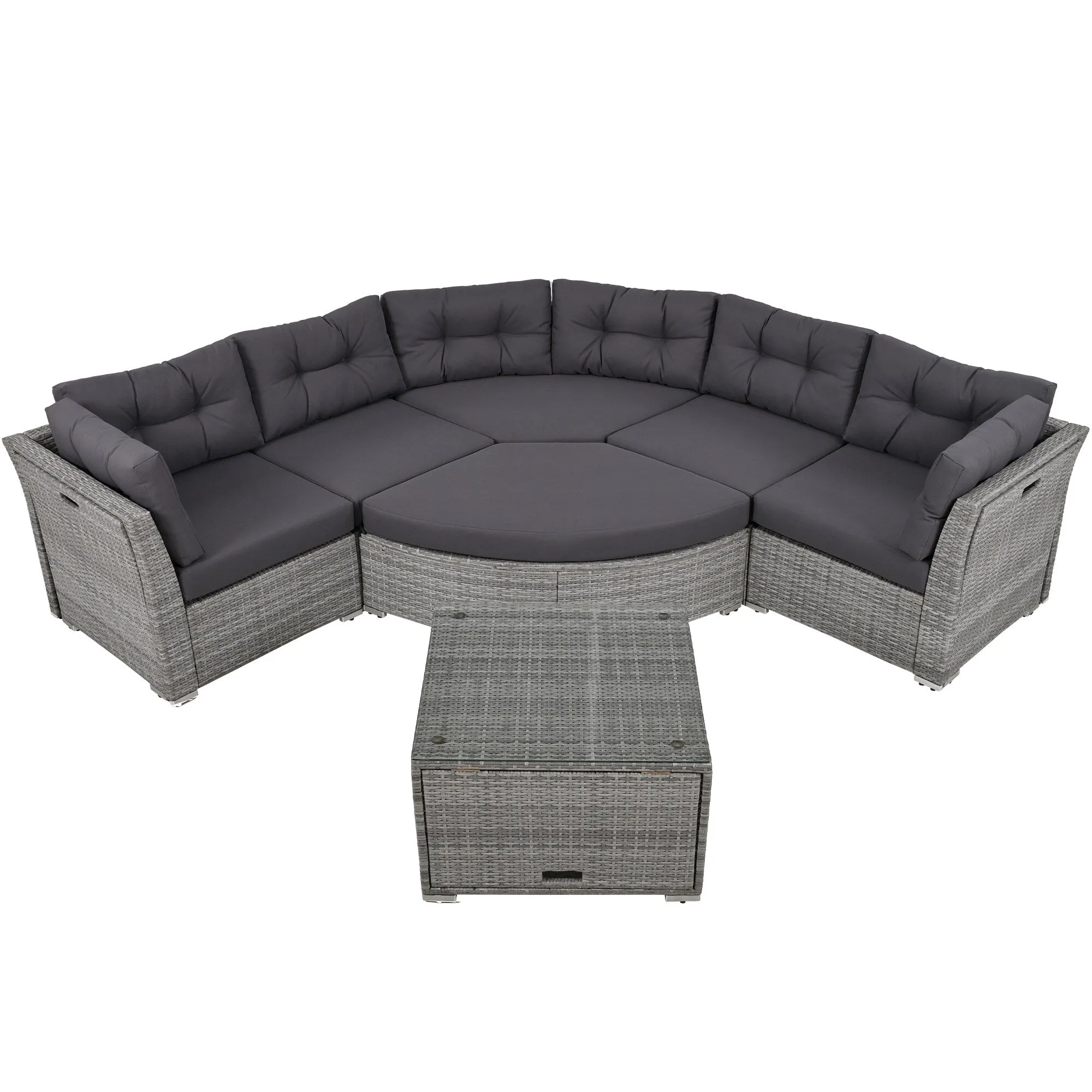 Patio Furniture Set Outdoor Furniture Daybed Rattan Sectional Furniture Set Patio Seating Group With Cushions and Center Table