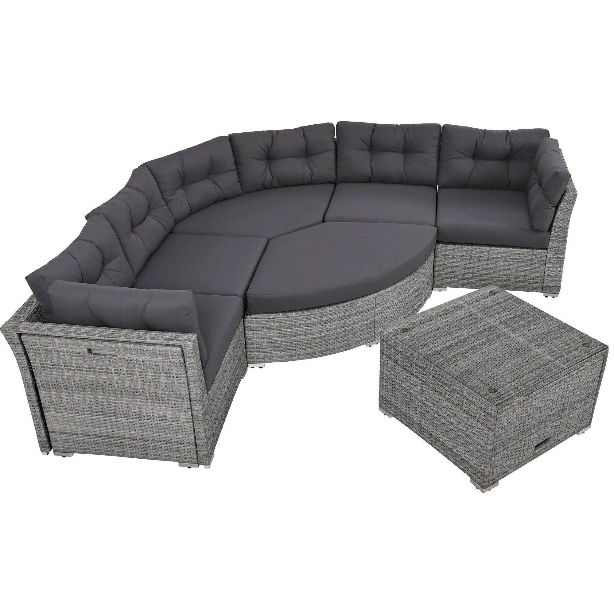 Patio Furniture Set Outdoor Furniture Daybed Rattan Sectional Furniture Set Patio Seating Group With Cushions and Center Table