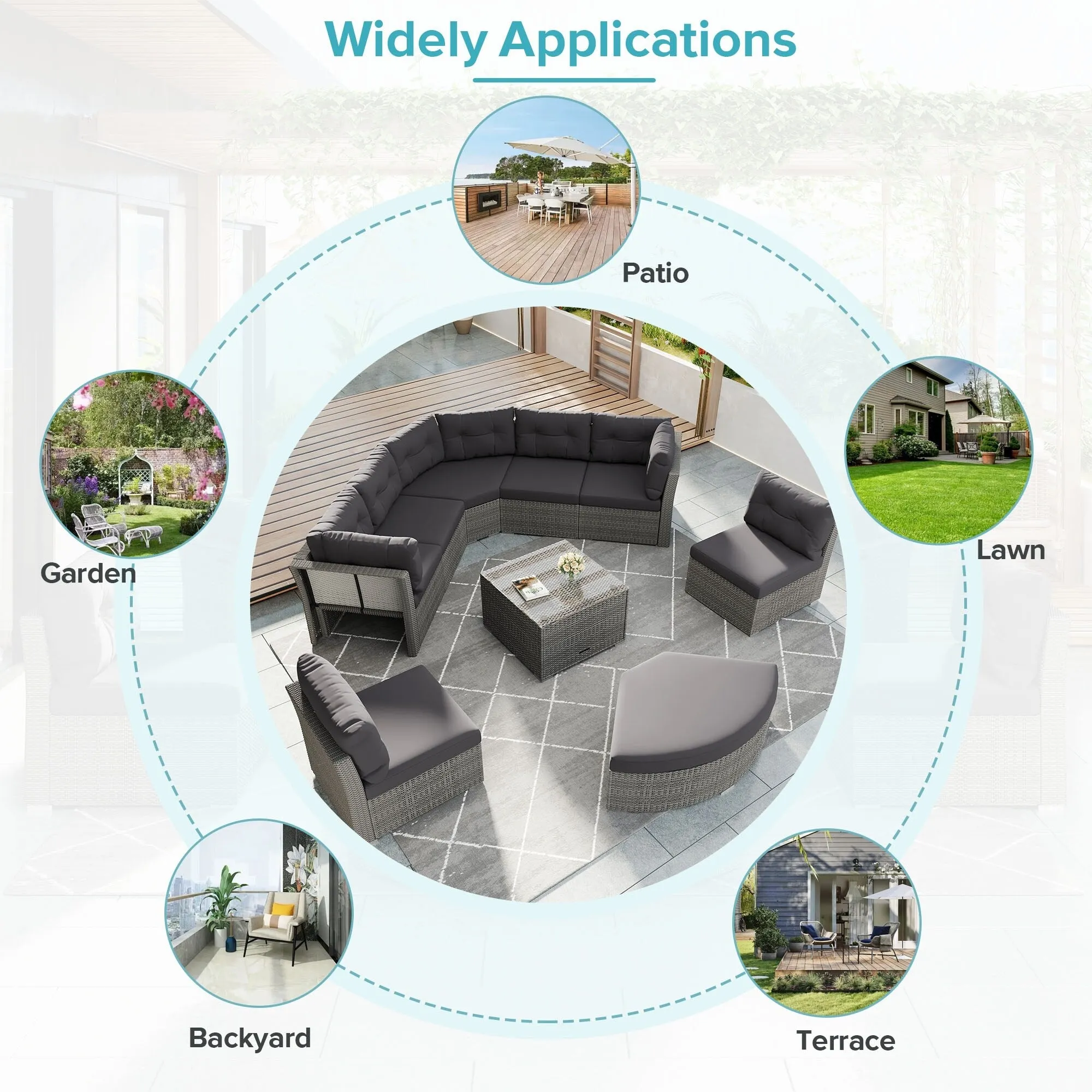Patio Furniture Set Outdoor Furniture Daybed Rattan Sectional Furniture Set Patio Seating Group With Cushions and Center Table