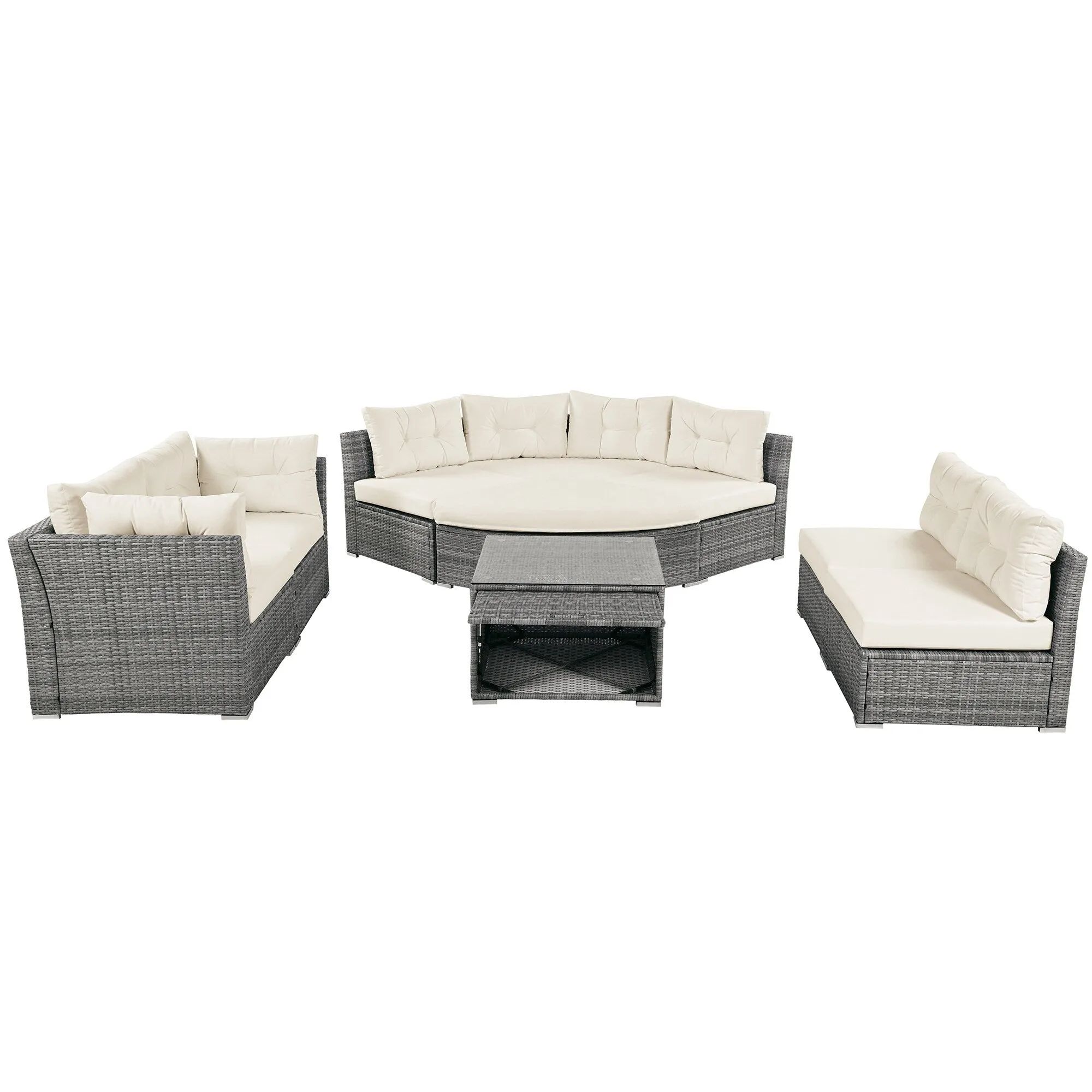 Patio Furniture Set Outdoor Furniture Daybed Rattan Sectional Furniture Set Patio Seating Group With Cushions and Center Table