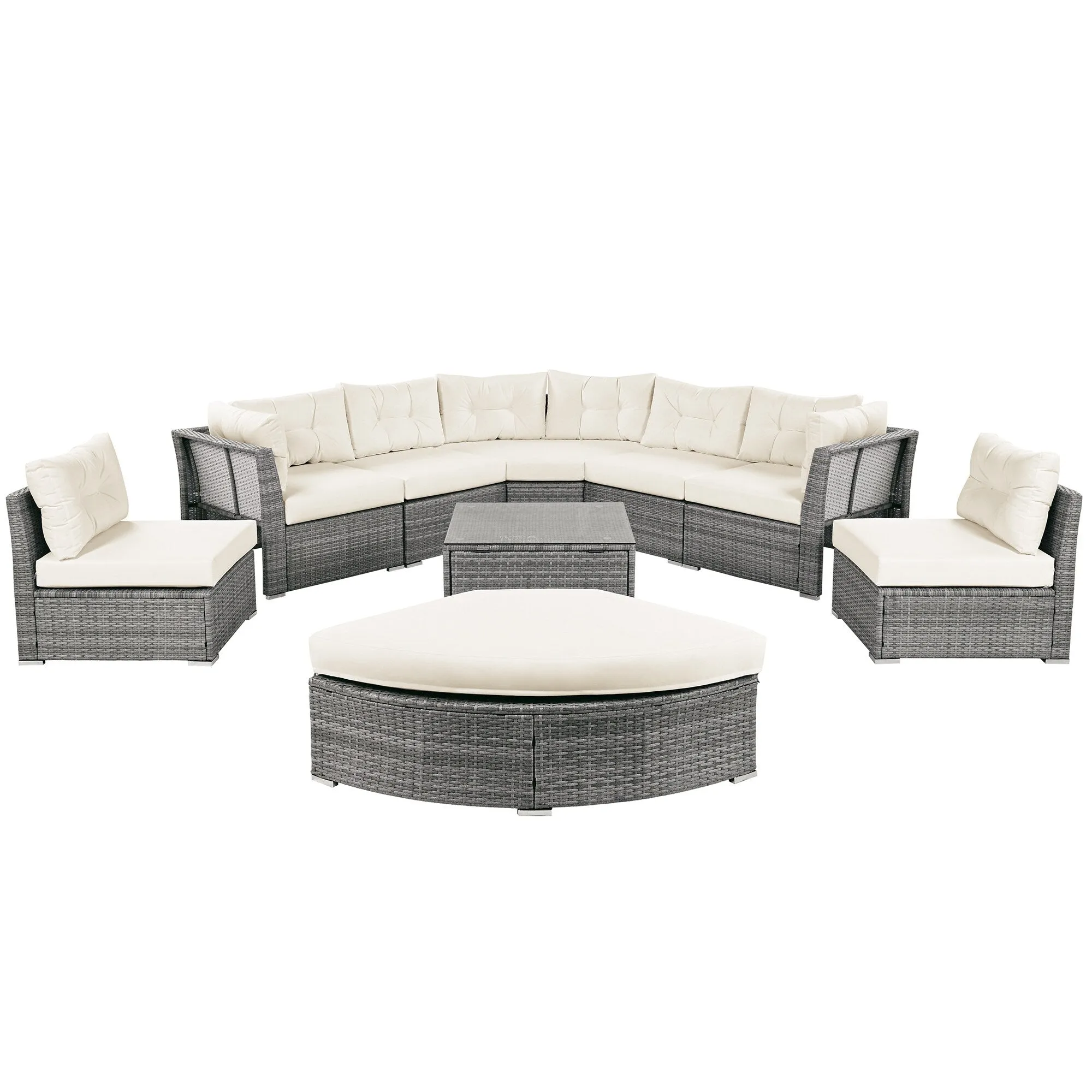 Patio Furniture Set Outdoor Furniture Daybed Rattan Sectional Furniture Set Patio Seating Group With Cushions and Center Table