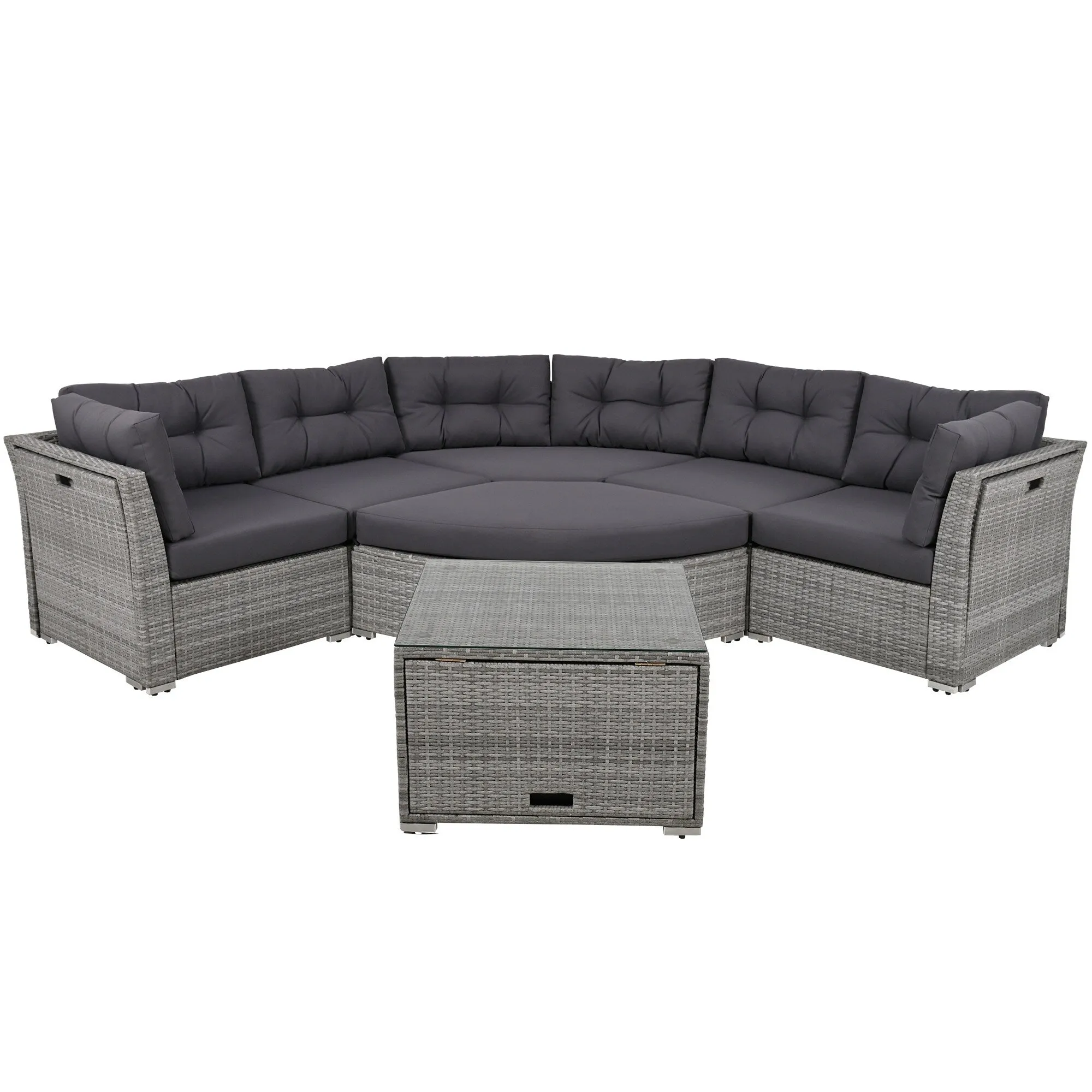 Patio Furniture Set Outdoor Furniture Daybed Rattan Sectional Furniture Set Patio Seating Group With Cushions and Center Table