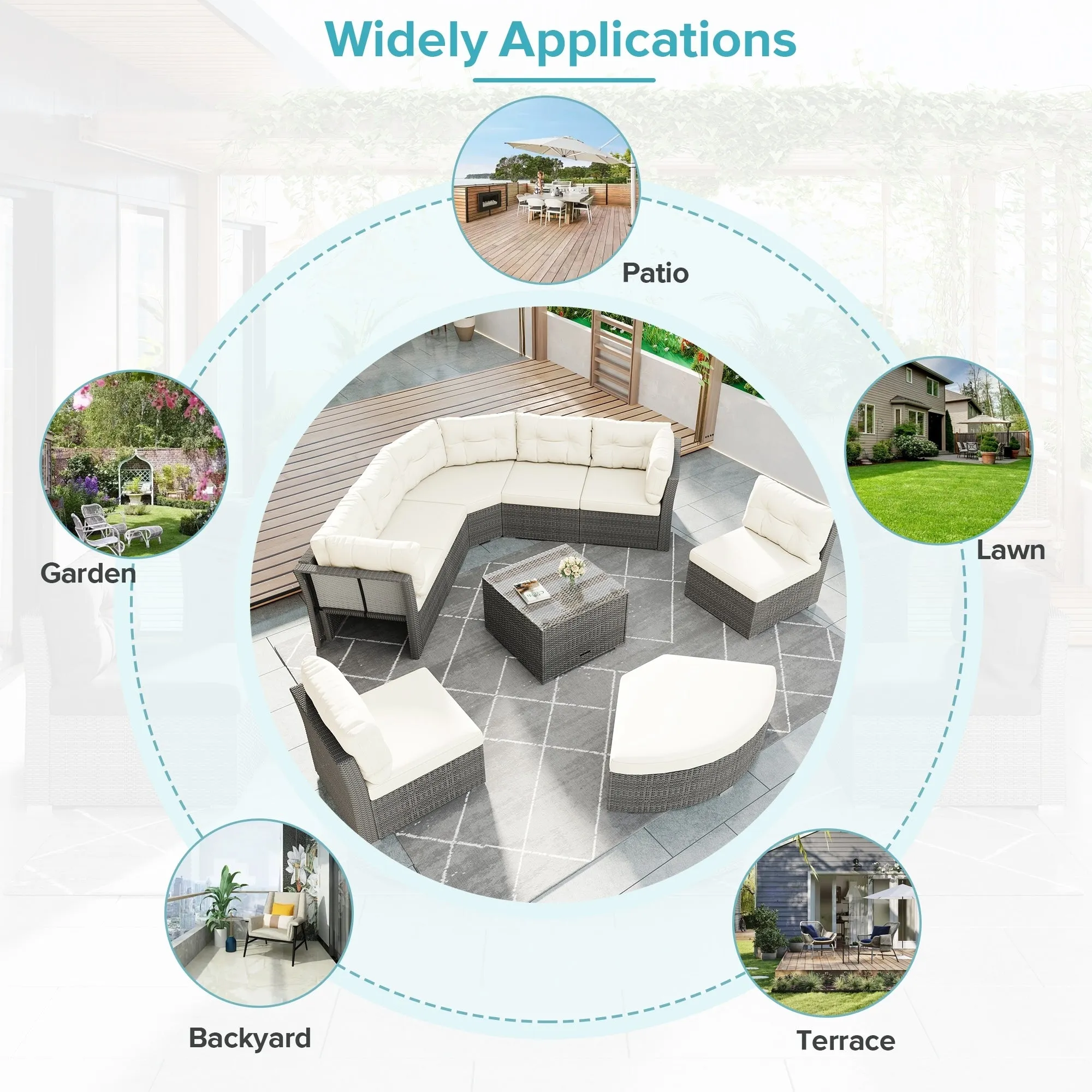Patio Furniture Set Outdoor Furniture Daybed Rattan Sectional Furniture Set Patio Seating Group With Cushions and Center Table