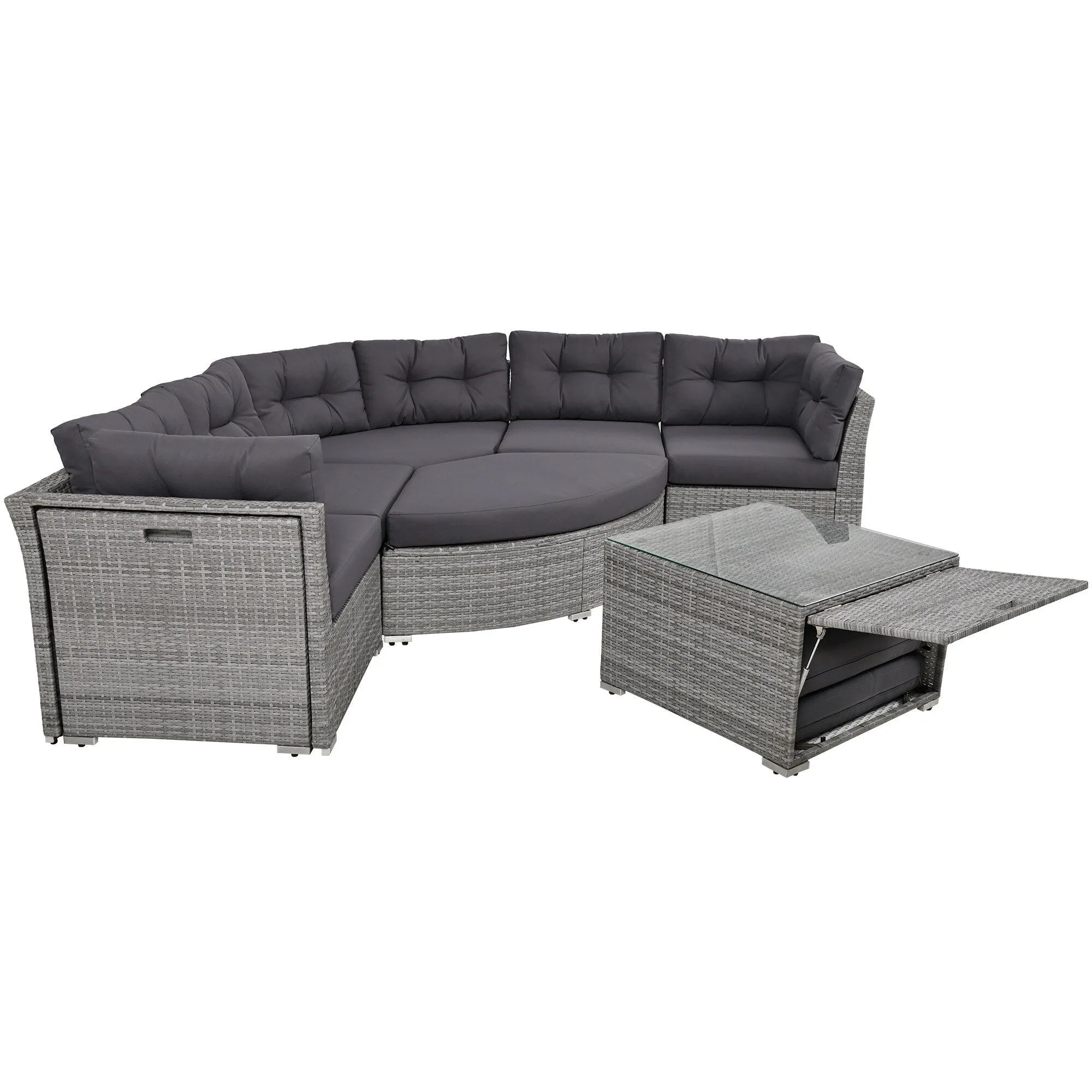 Patio Furniture Set Outdoor Furniture Daybed Rattan Sectional Furniture Set Patio Seating Group With Cushions and Center Table