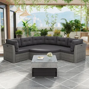 Patio Furniture Set Outdoor Furniture Daybed Rattan Sectional Furniture Set Patio Seating Group With Cushions and Center Table