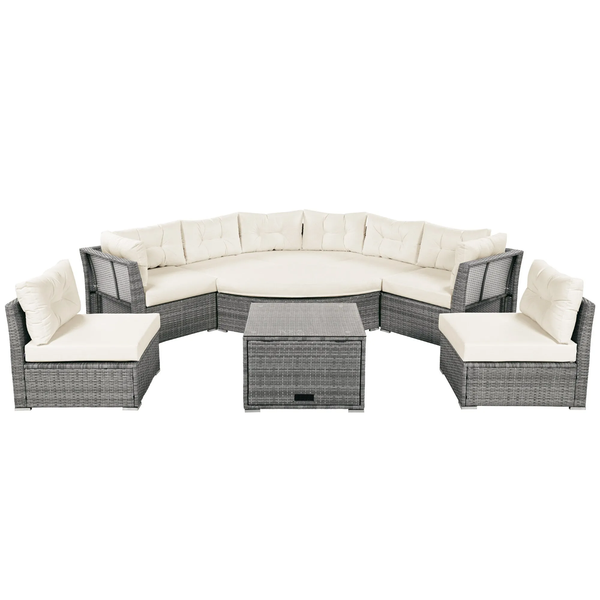 Patio Furniture Set Outdoor Furniture Daybed Rattan Sectional Furniture Set Patio Seating Group With Cushions and Center Table