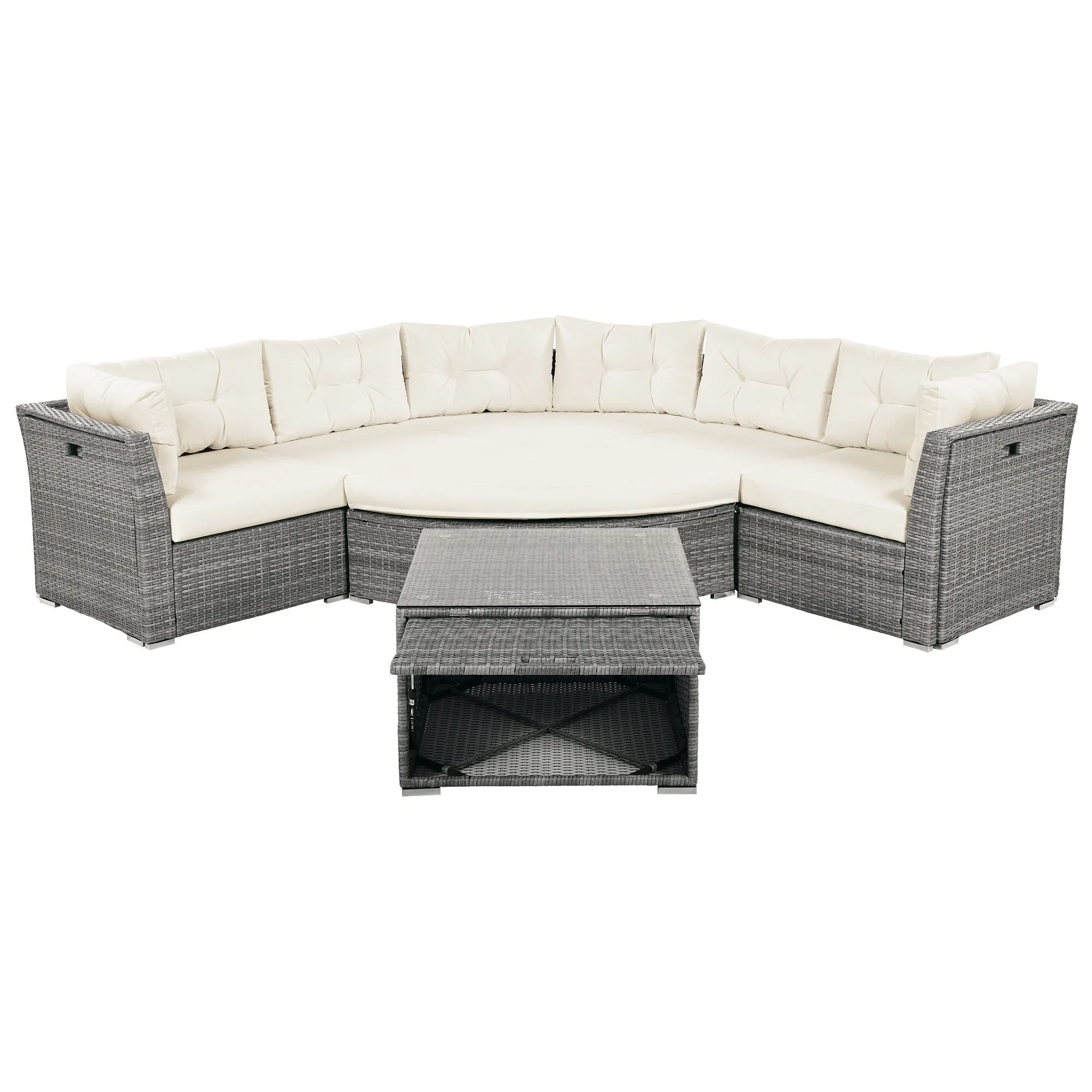 Patio Furniture Set Outdoor Furniture Daybed Rattan Sectional Furniture Set Patio Seating Group With Cushions and Center Table