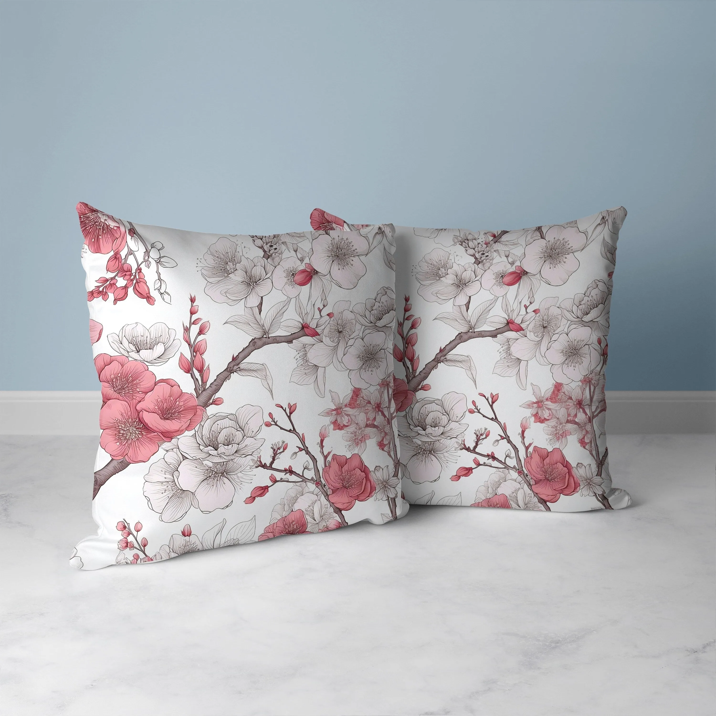 Petal Poetry Faux Suede Reversible Throw Pillow White and Pink