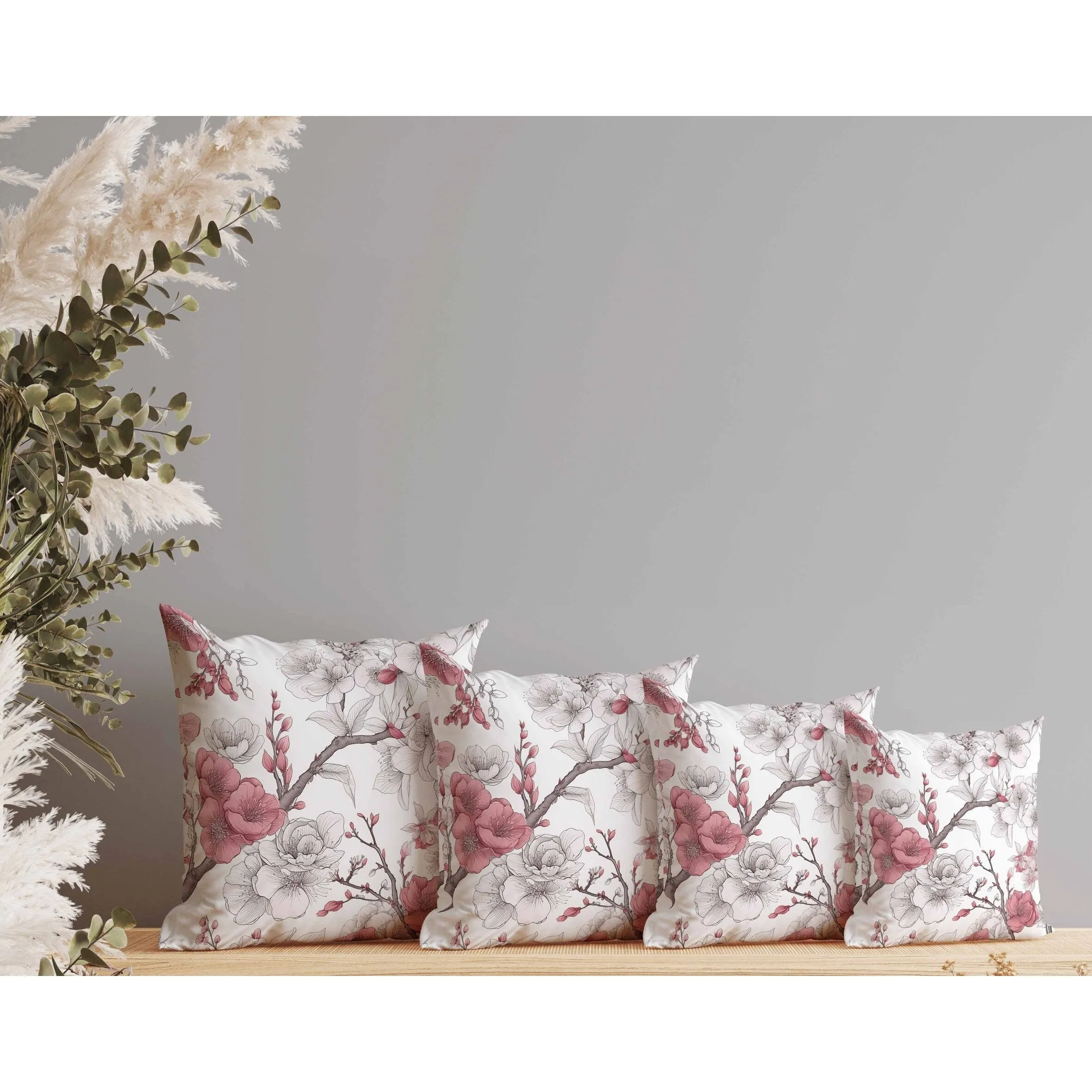Petal Poetry Faux Suede Reversible Throw Pillow White and Pink