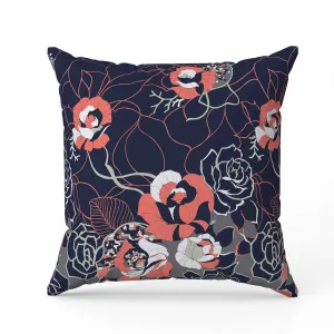 Regal Rose Retreat Faux Suede Reversible Throw Pillow Indigo and Red