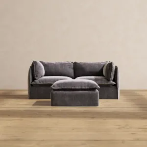 Slipcover Only - Modular Performance 2-Seater   Ottoman | Luxury Velvet in Cinder