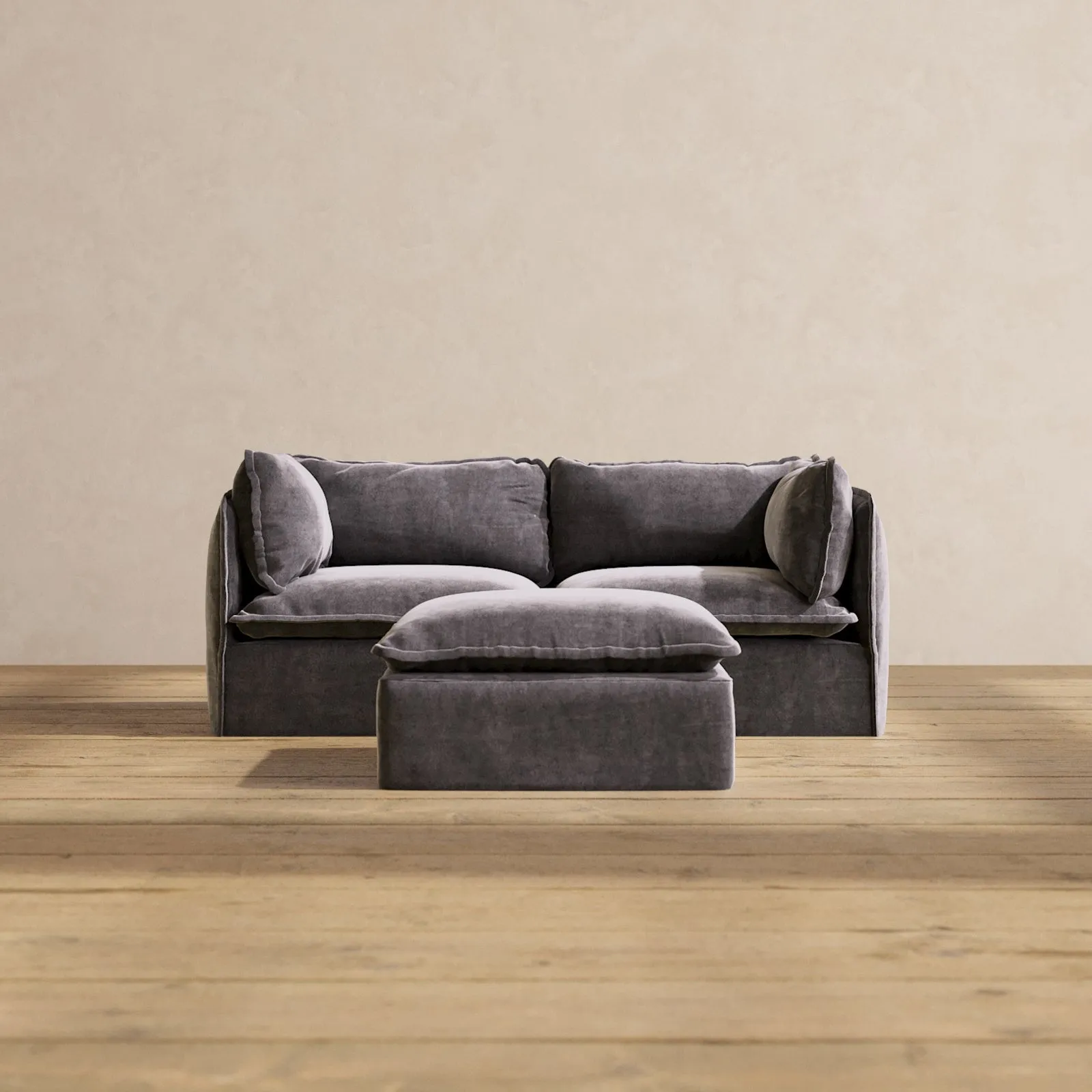 Slipcover Only - Modular Performance 2-Seater   Ottoman | Luxury Velvet in Cinder