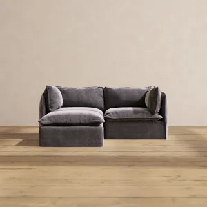 Slipcover Only - Modular Performance 2-Seater Sectional | Luxury Velvet in Cinder