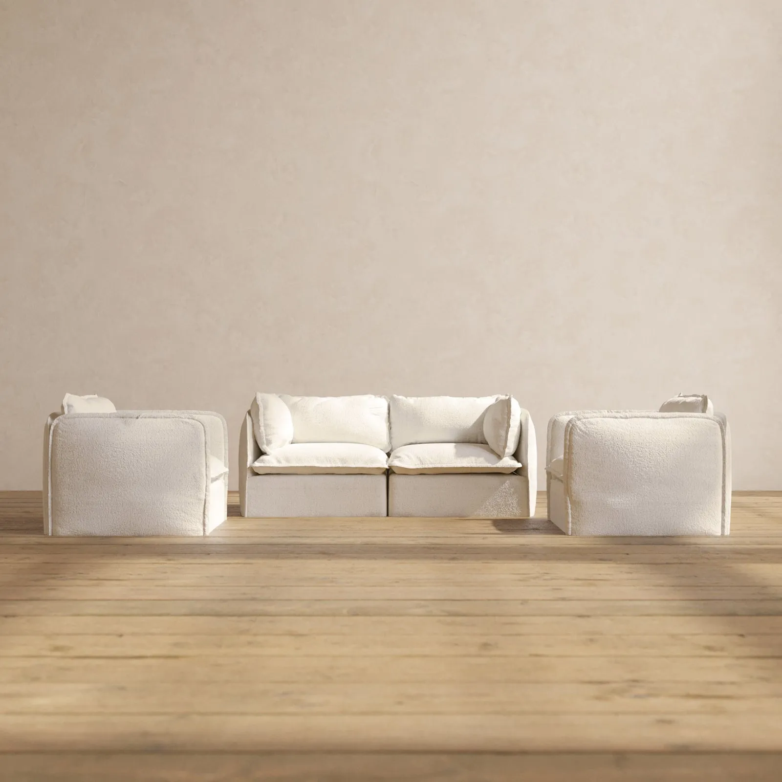 Slipcover Only - Modular Performance 2-Seater Sofa   Armchair Set | Knit Boucle in Mousse
