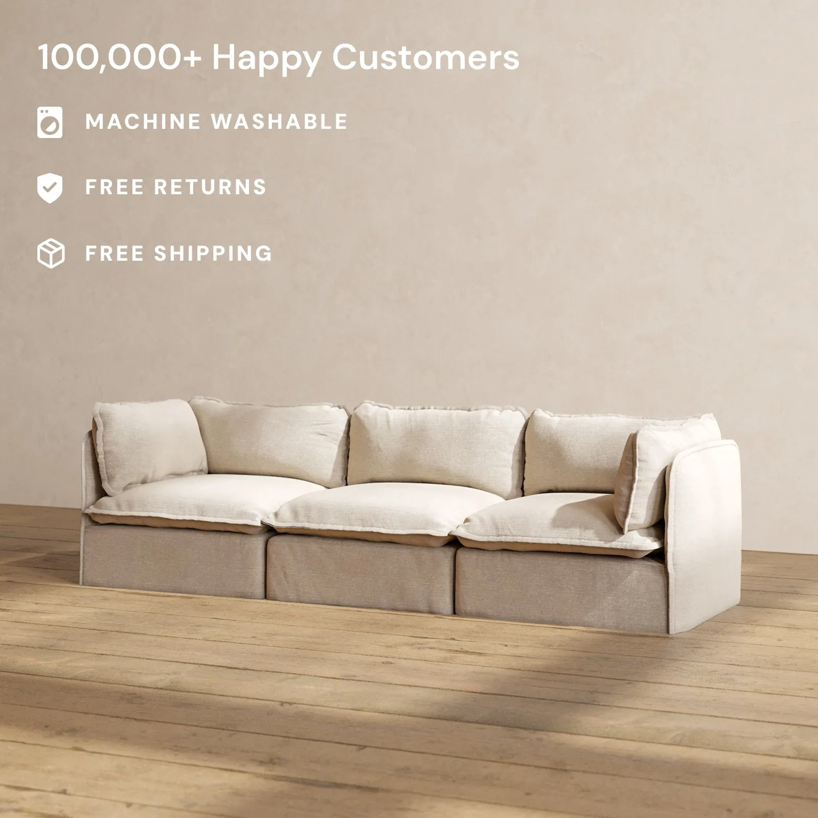 Slipcover Only - Modular Performance 3-Seater | Blended Weave in Oat