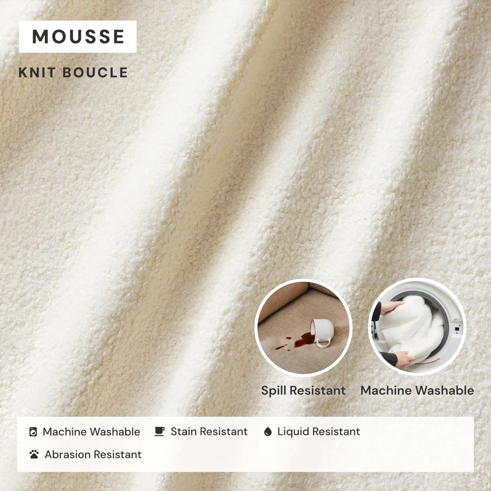 Slipcover Only - Modular Performance 3-Seater | Knit Boucle in Mousse