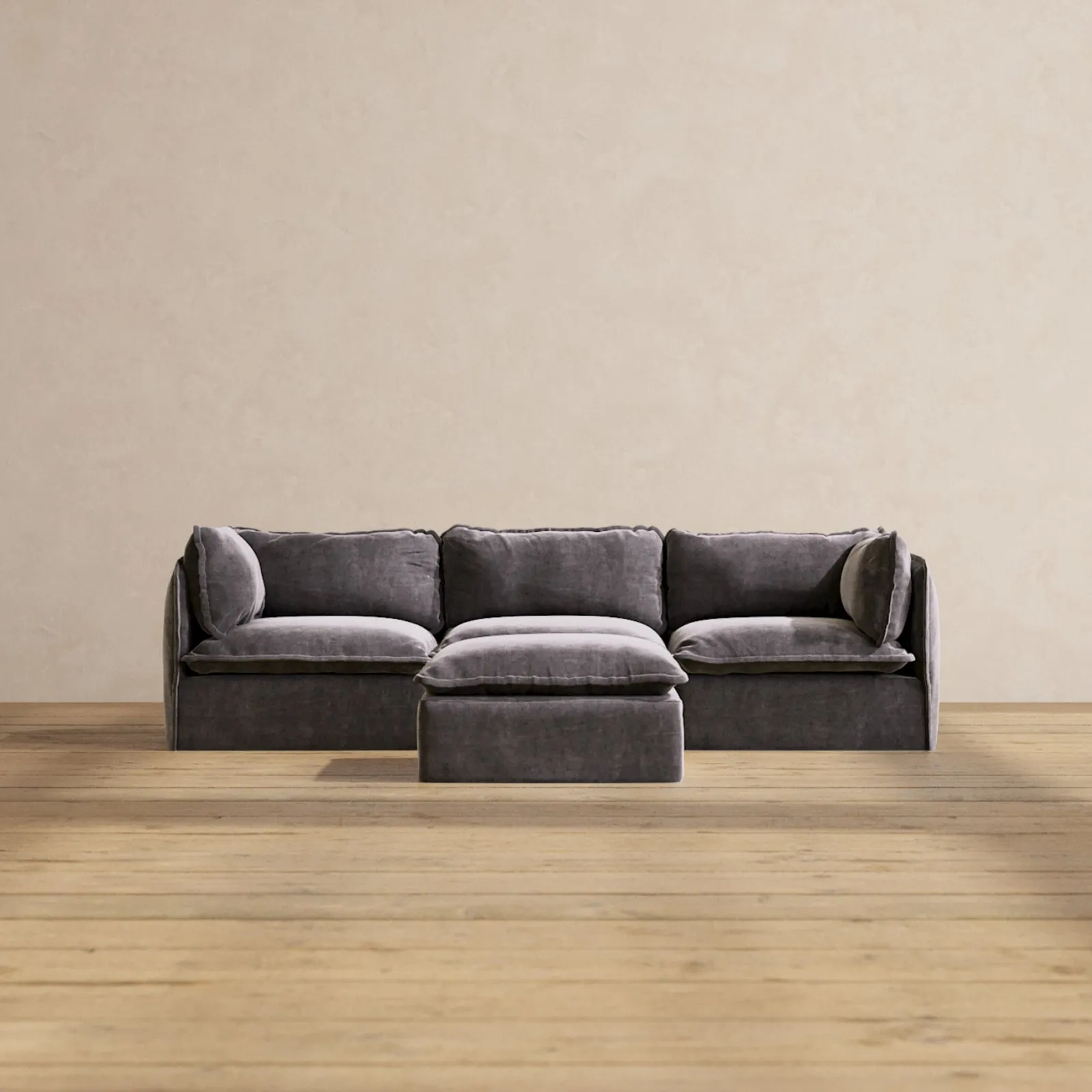 Slipcover Only - Modular Performance 3-Seater   Ottoman | Luxury Velvet in Cinder