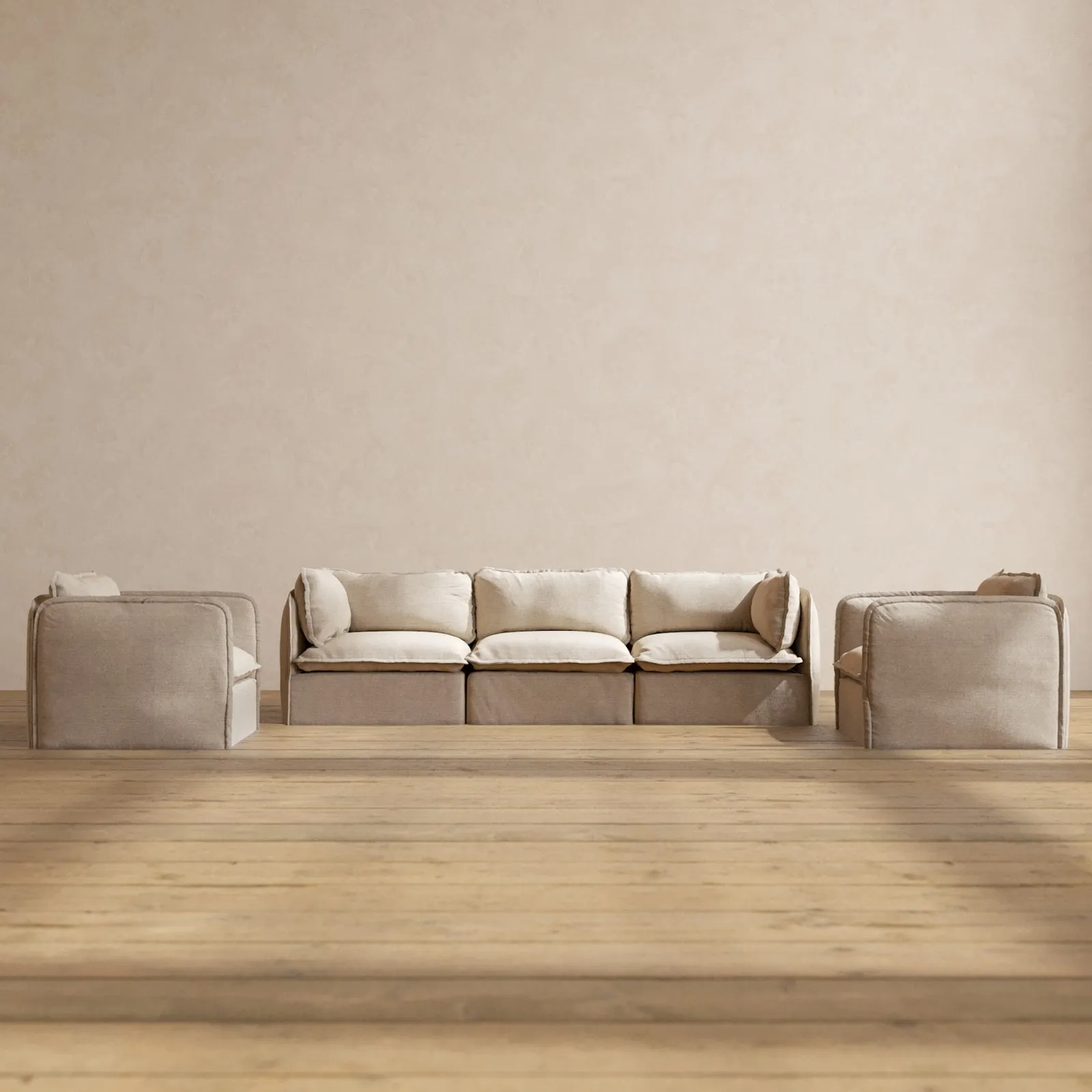 Slipcover Only - Modular Performance 3-Seater Sofa   Armchair Set | Blended Weave in Oat