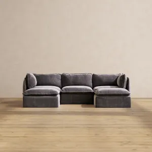 Slipcover Only - Modular Performance 3-Seater U-Sectional | Luxury Velvet in Cinder