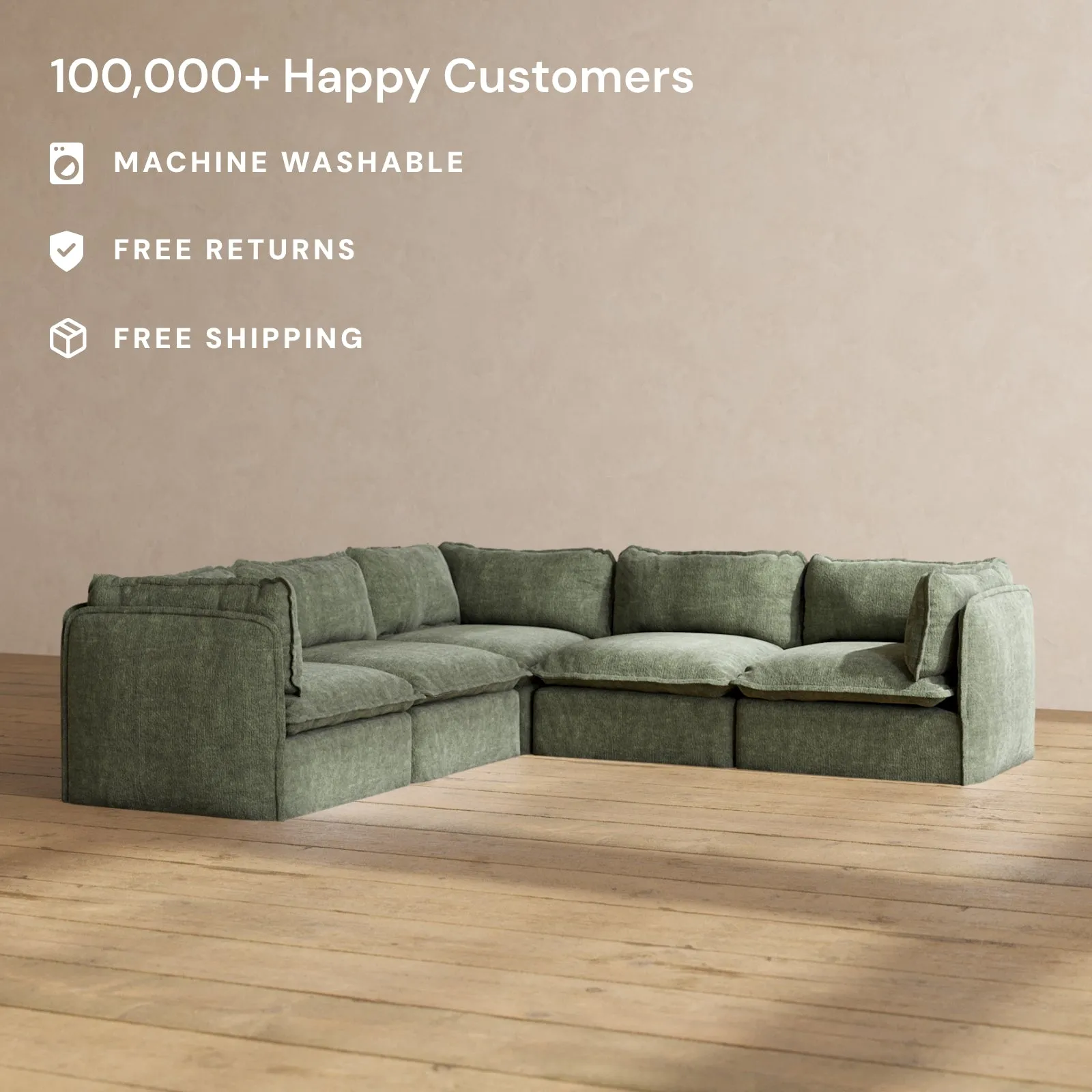 Slipcover Only - Modular Performance 5-Seater Corner Sectional | Heirloom Velvet in Willow