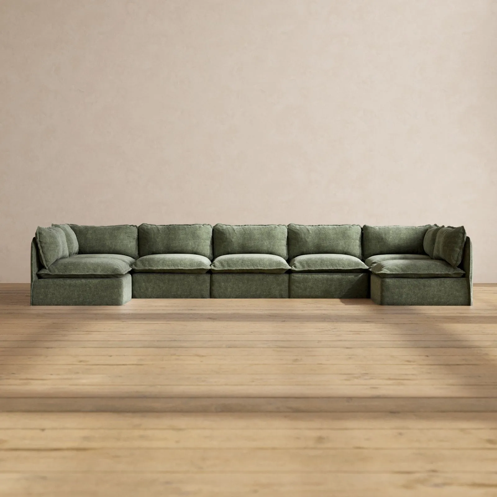 Slipcover Only - Modular Performance 7-Seater Open-Ends U-Sectional | Heirloom Velvet in Willow