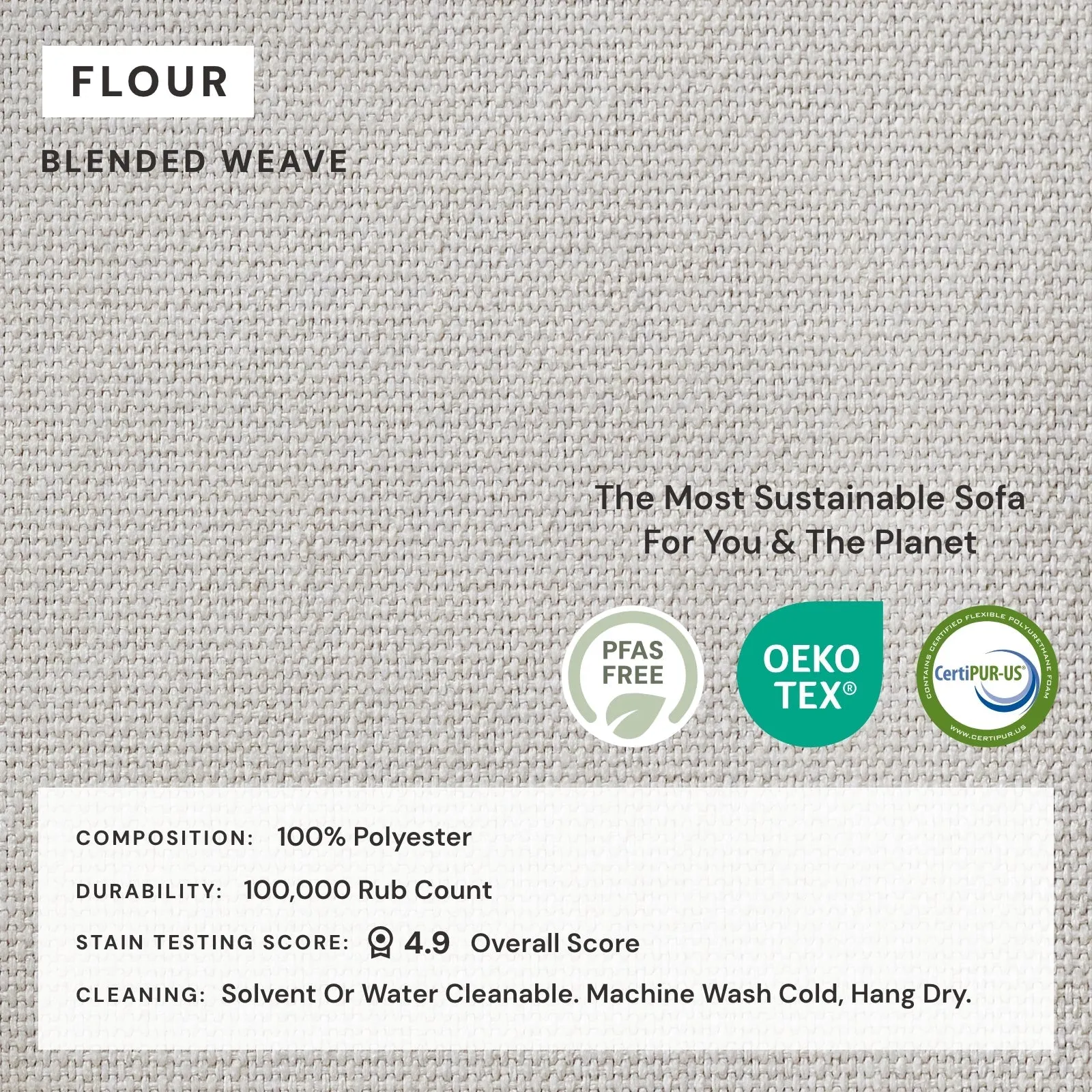 Slipcover Only - Modular Performance 7-Seater U-Sectional   Ottoman | Blended Weave in Flour