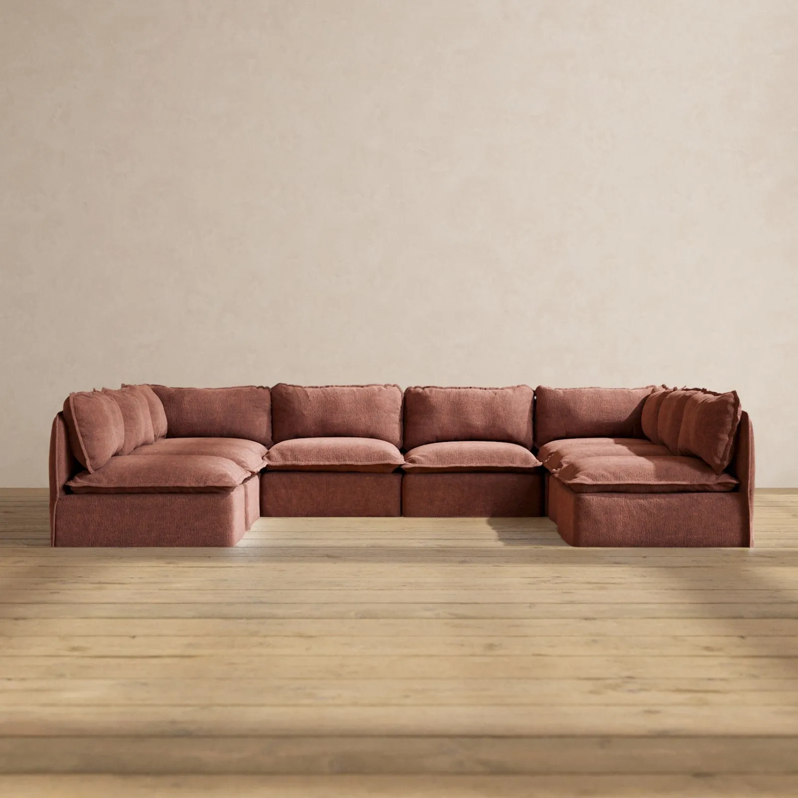 Slipcover Only - Modular Performance 8-Seater Open-Ends U-Sectional | Heirloom Velvet in Chestnut