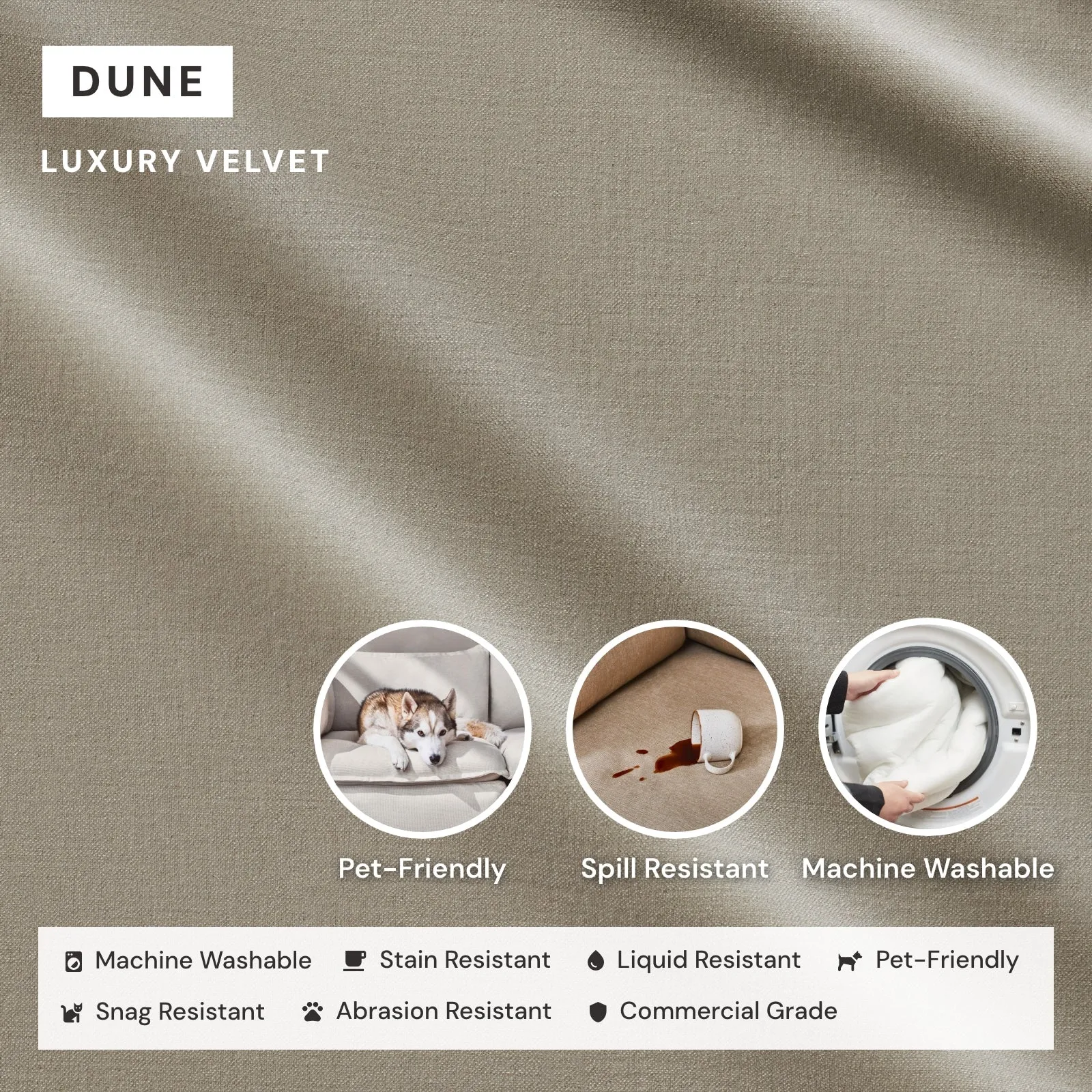Slipcover Only - Modular Performance 8-Seater Open-Ends U-Sectional | Luxury Velvet in Dune