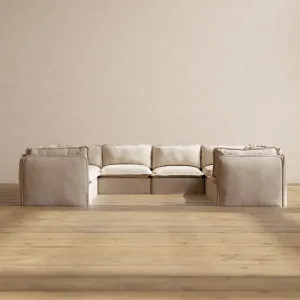Slipcover Only - Modular Performance 8-Seater U-Sectional | Blended Weave in Oat