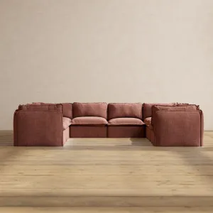 Slipcover Only - Modular Performance 8-Seater U-Sectional | Heirloom Velvet in Chestnut