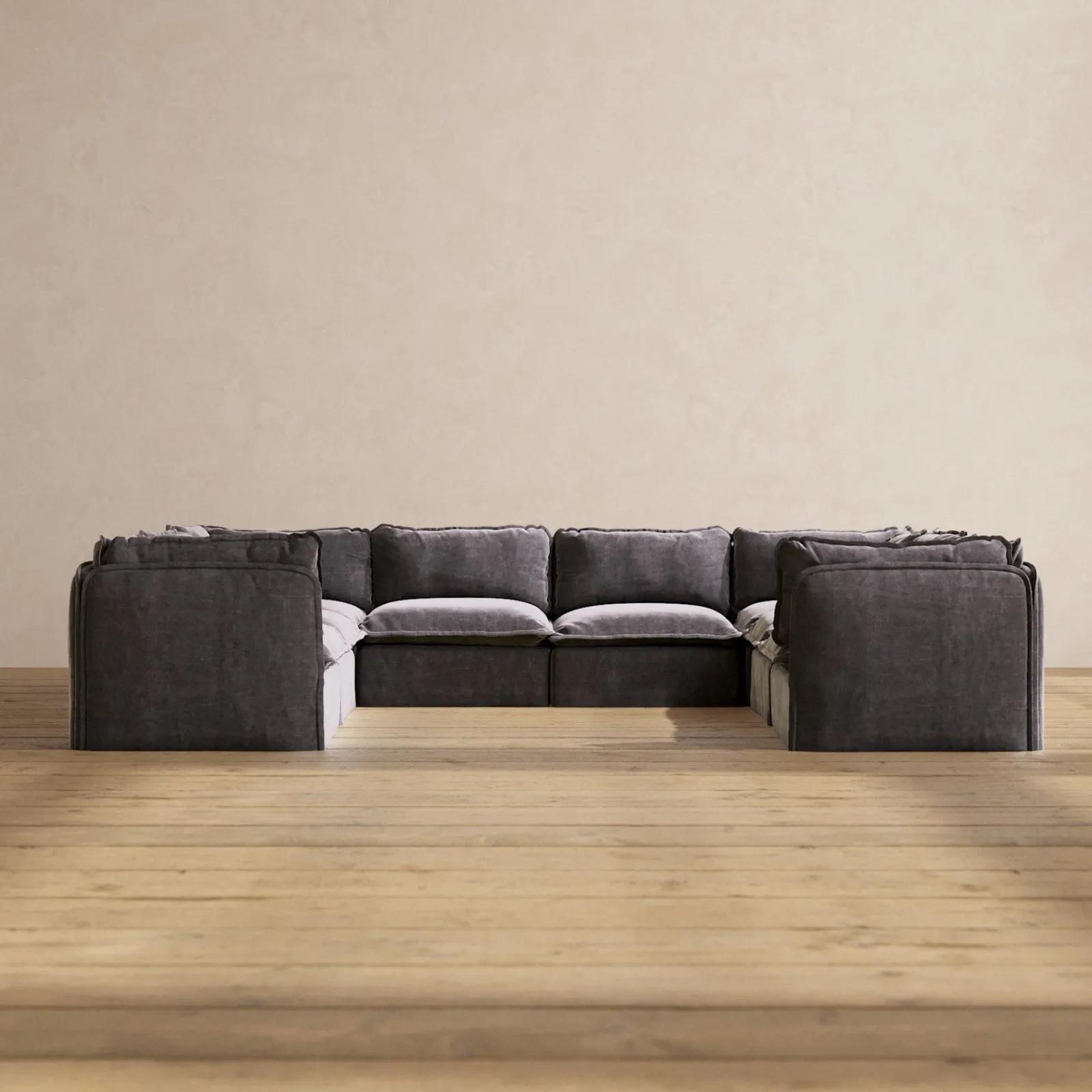 Slipcover Only - Modular Performance 8-Seater U-Sectional | Luxury Velvet in Cinder