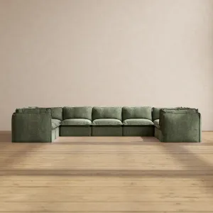 Slipcover Only - Modular Performance 9-Seater U-Sectional | Heirloom Velvet in Willow