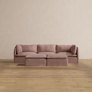 Slipcover Only - Modular Washable 3-Seater   Bench Ottoman in Sakura