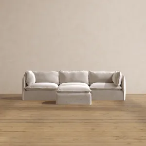 Slipcover Only - Modular Washable 3-Seater   Ottoman in Mist