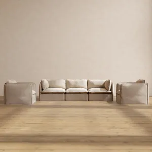 Slipcover Only - Modular Washable 3-Seater Sofa   Armchair Set in Oat