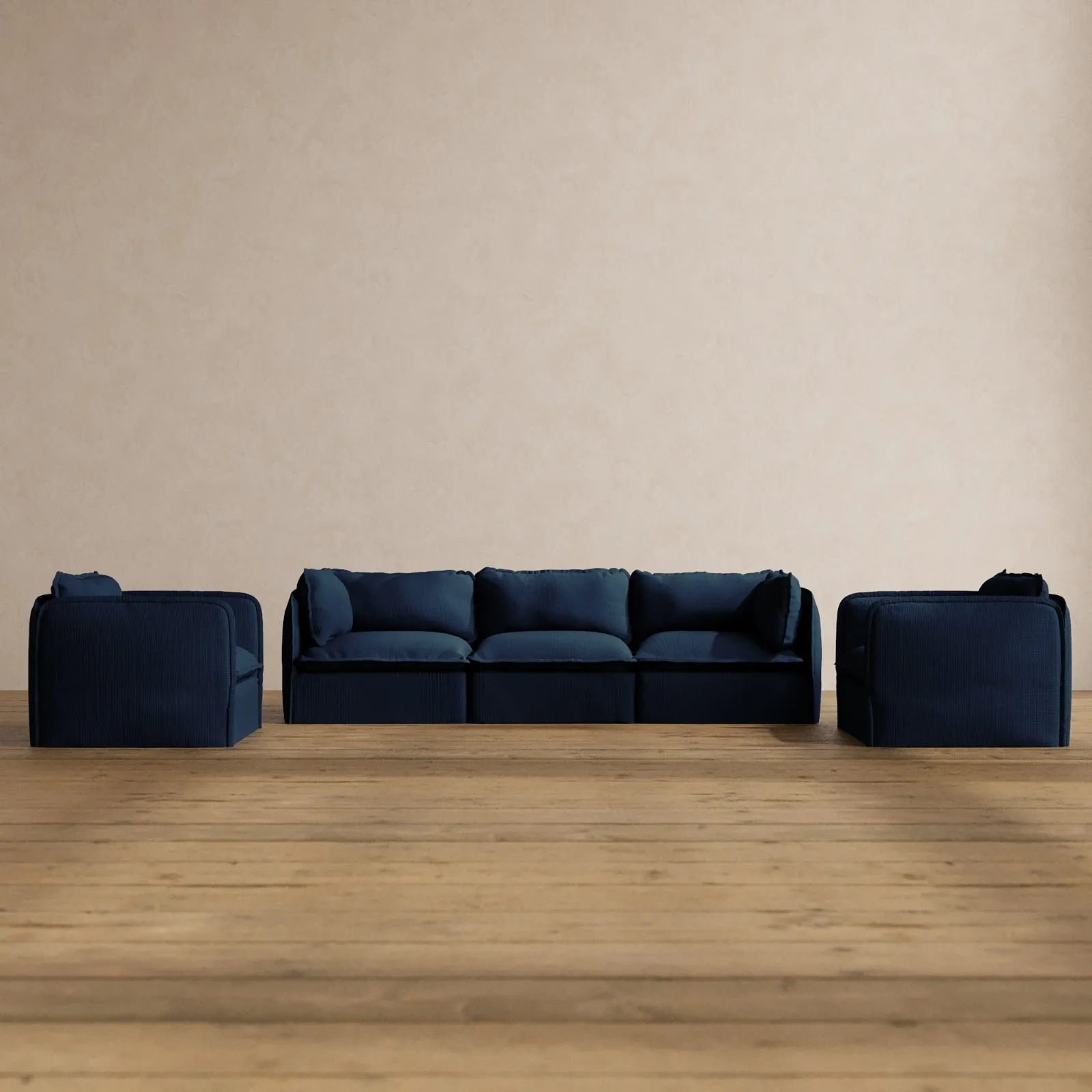 Slipcover Only - Modular Washable 3-Seater Sofa   Armchair Set in Sumi
