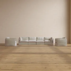 Slipcover Only - Modular Washable 4-Seater Sofa   Armchair Set in Coco