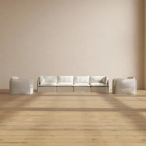 Slipcover Only - Modular Washable 4-Seater Sofa   Armchair Set in Eggshell