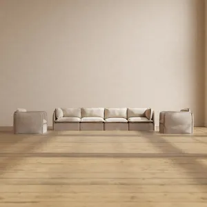 Slipcover Only - Modular Washable 4-Seater Sofa   Armchair Set in Oat