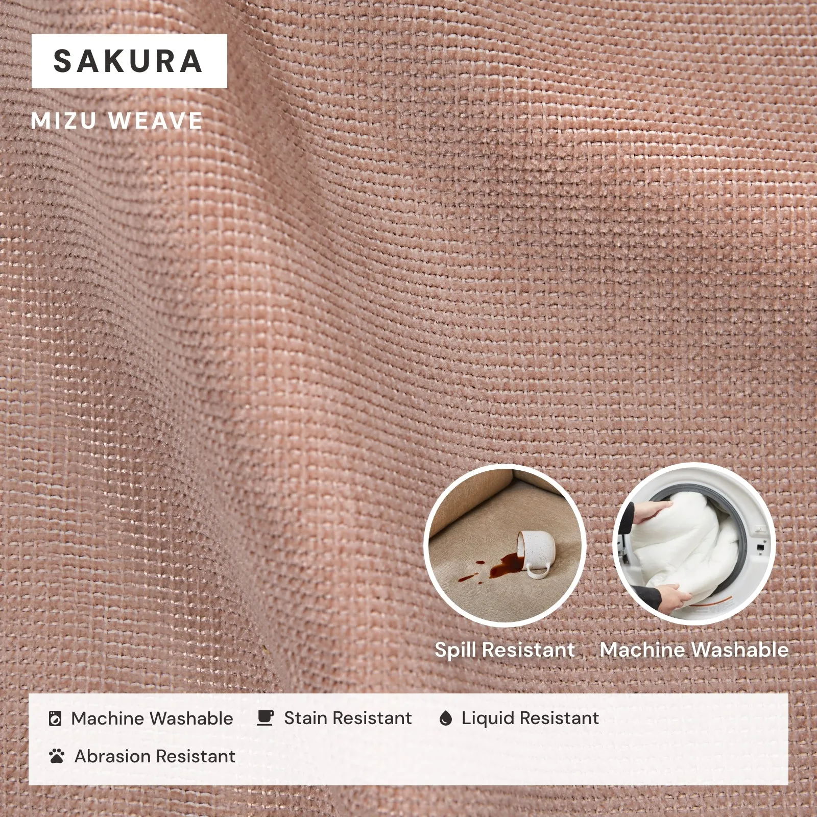 Slipcover Only - Modular Washable 4-Seater Sofa   Armchair Set in Sakura