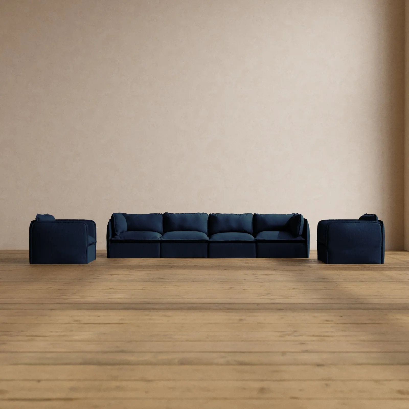 Slipcover Only - Modular Washable 4-Seater Sofa   Armchair Set in Sumi