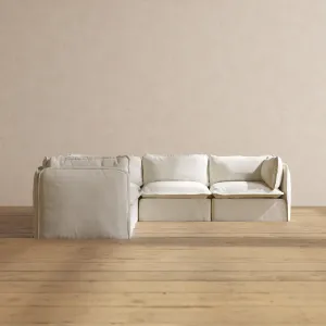 Slipcover Only - Modular Washable 5-Seater Corner Sectional in Eggshell