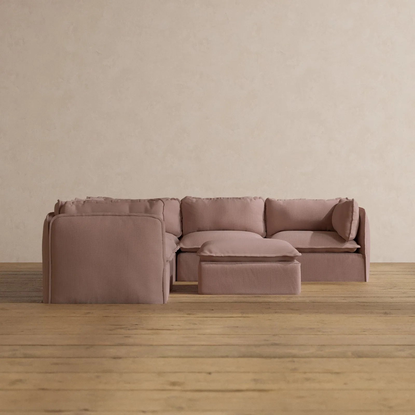 Slipcover Only - Modular Washable 5-Seater Corner Sectional   Ottoman in Sakura