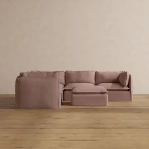 Slipcover Only - Modular Washable 5-Seater Corner Sectional   Ottoman in Sakura
