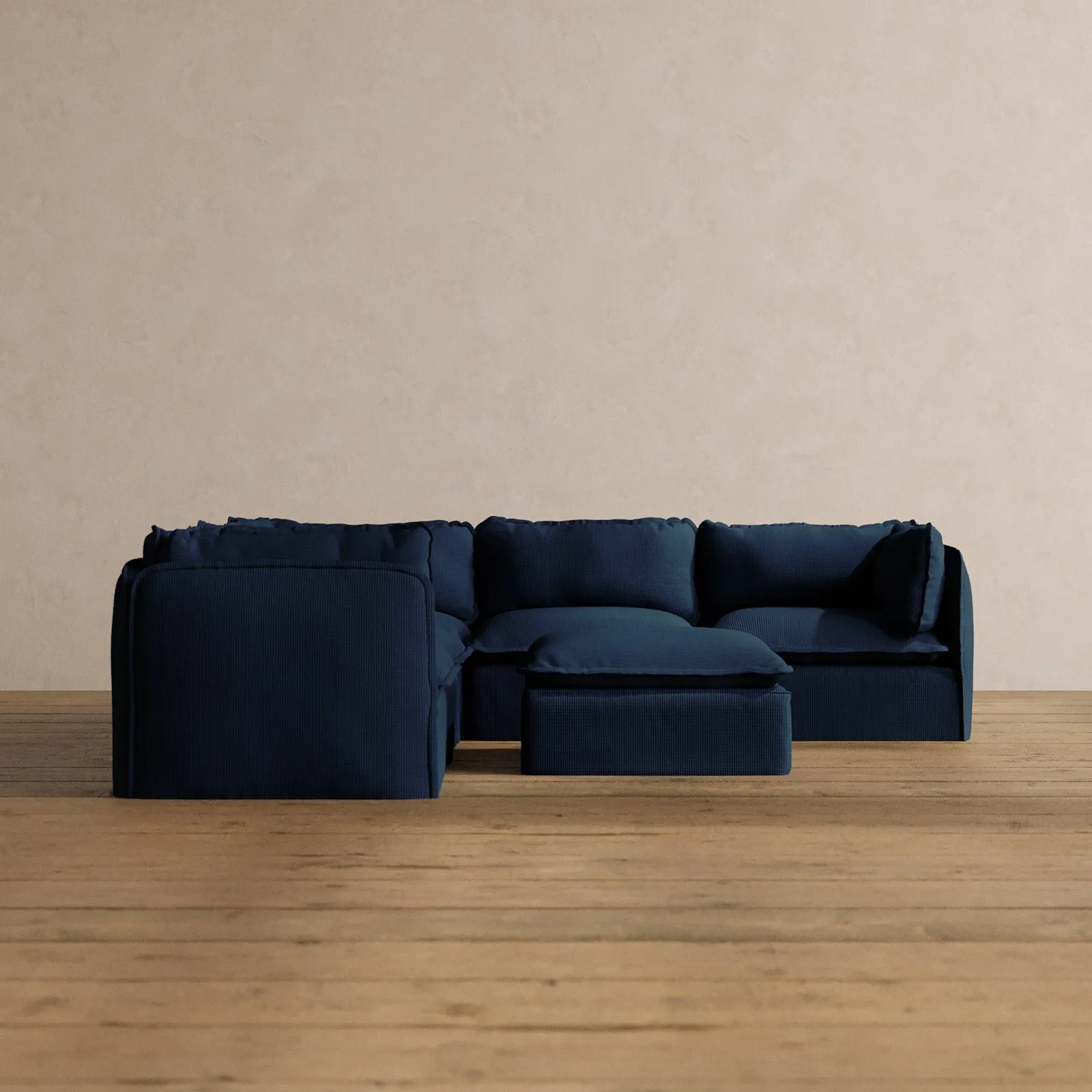 Slipcover Only - Modular Washable 5-Seater Corner Sectional   Ottoman in Sumi