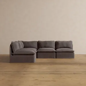 Slipcover Only - Modular Washable 5-Seater Open-Ends Corner Sectional in Caviar